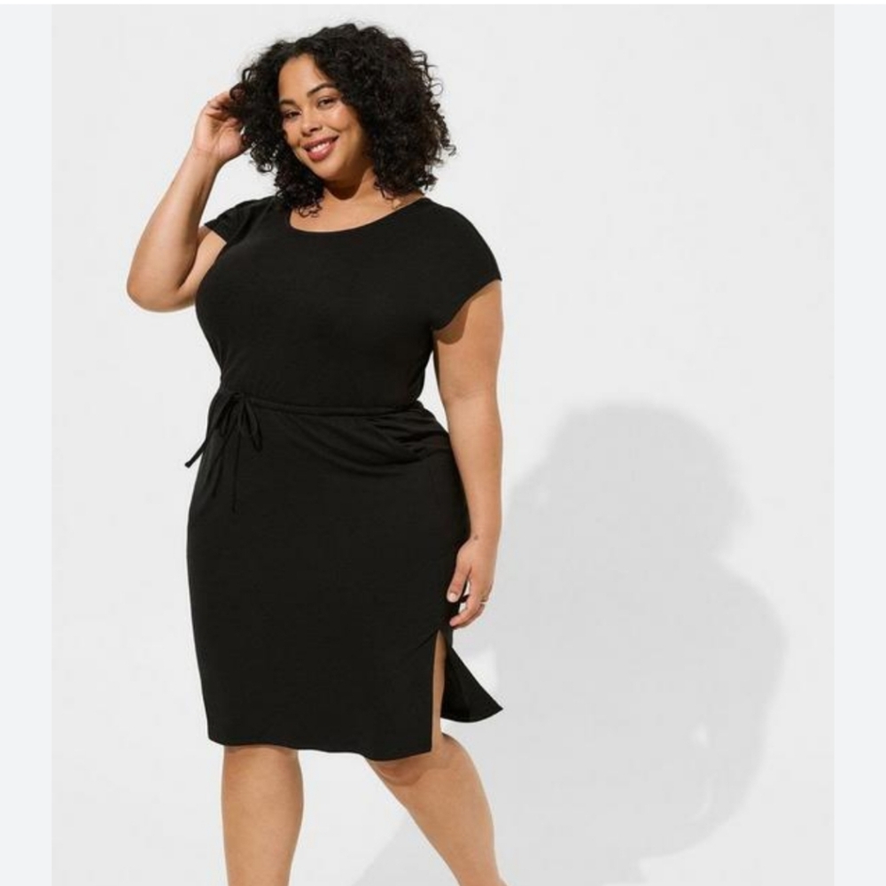 Torrid midi Jersey Cross Back Slit Dress 1X black